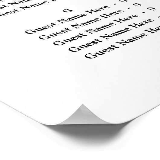 アルファベット順シンプルの結婚座席表 ポスター (角)