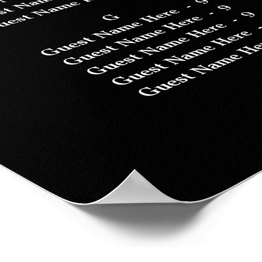 アルファベット順ブラック結婚の座席表 ポスター (角)