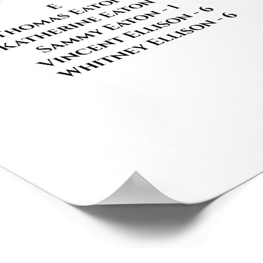 アルファベット順庭園の結婚式座席表 ポスター (角)