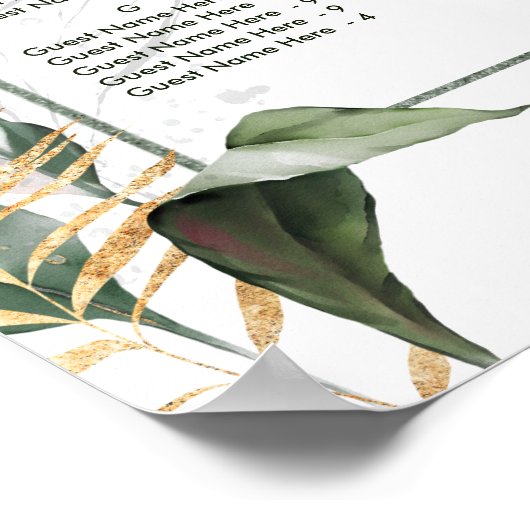 アルファベット順結婚熱帯の座席表 ポスター (角)