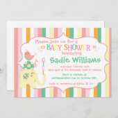 アルファベット アニマル ベビーシャワー 招待状 (正面/裏面)