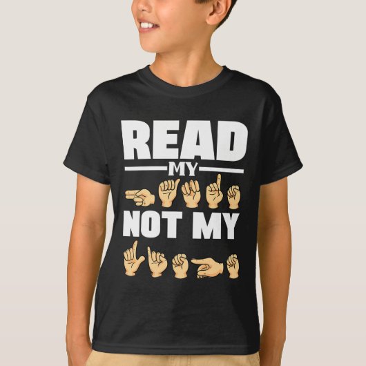 アルファベット アメリカ 手話 ASL 教師 名言 Tシャツ (正面)