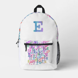 アルファベット・コンフェッティ "E"  プリントバックパック