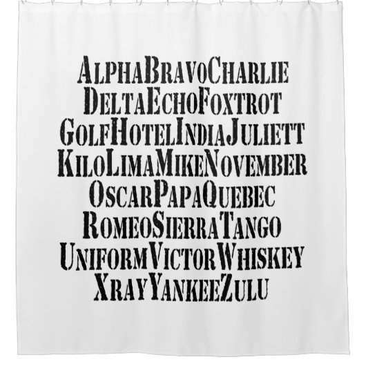 アルファベット/コードワード シャワーカーテン (正面)