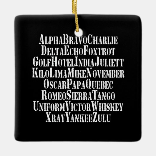 アルファベット/コードワード セラミックオーナメント (正面)