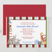 アルファベット ジャングル スープ 5x7 ベビーシャワー 招待状 (正面/裏面)