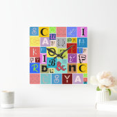 アルファベット スクエア壁時計 (ホーム)