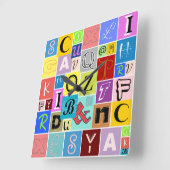 アルファベット スクエア壁時計 (傾斜)