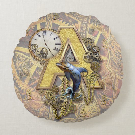 アルファベット・モノグラム大文字A ラウンドクッション (正面)