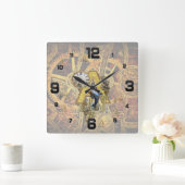 アルファベット，モノグラムA スクエア壁時計 (ホーム)