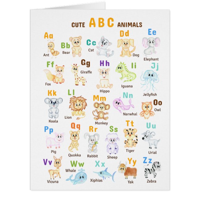アルファベット 動物 ABC かわいい動物  (正面)