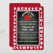 アルファベット「学校が終わった」夏の遊び招待状 招待状 (正面/裏面)