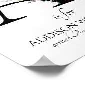 アルファベット A 新生児 花のモノグラム 誕生 ポスター (角)