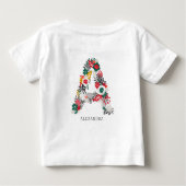 アルファベット A | 遊び心のある花のアルファベットモノグラム I ベビーTシャツ (裏面)