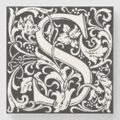 アルファベット S の中世モノグラム アート・ヌーヴォー ストーンコースター (正面)