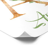 アルファベットAのモノグラムグリーン ユーカリ ゴールド ポスター (角)