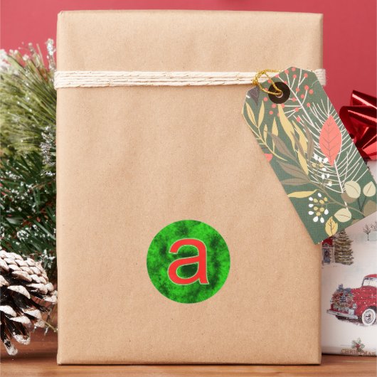 アルファベットAの名前 ラウンドシール (クリスマス)