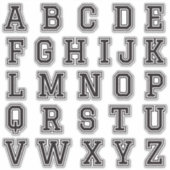 アルファベットA-Zブラックカレッジスポーツフォント シール (正面)