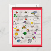 アルファベットA ～ Z ポストカード (正面/裏面)