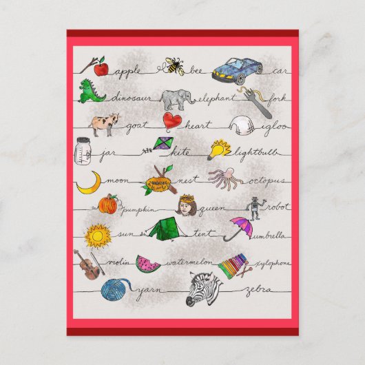 アルファベットA ～ Z ポストカード (正面)