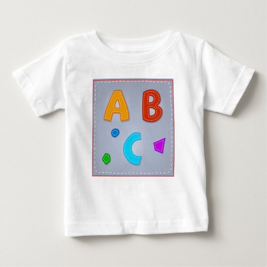 アルファベットABCベクターステッチ赤ブルーパープルオラン ベビーTシャツ (正面)