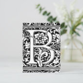 アルファベットB 中世モノグラム アールヌーボー ポストカード (スタンド正面)