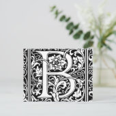 アルファベットB 中世モノグラム アールヌーボー ポストカード (スタンド正面)