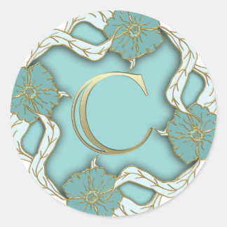 アルファベットcモノグラム ラウンドシール