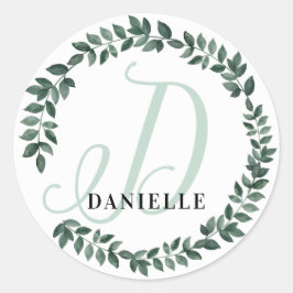 アルファベットD モノグラム オーダーメイド 名前 ミニマル ボタニカル ラウンドシール