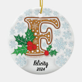 アルファベットF オーダーメイド 名前 クリスマス セラミックオーナメント