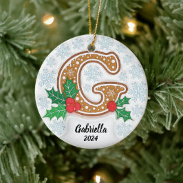 アルファベットGのカスタムネームクリスマス セラミックオーナメント