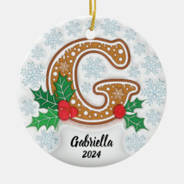 アルファベットGのカスタムネームクリスマス セラミックオーナメント