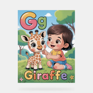 アルファベットGのポスター - GはGiraffe(キリン)のG アクリルサイン