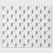 アルファベットJの花と蝶のモノグラム 水彩画 ラッピングペーパー (フラット)