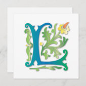 アルファベットLのモノグラム フルール・ド・リス 招待状 (正面/裏面)