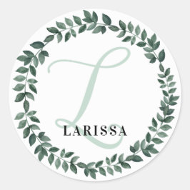 アルファベットL モノグラム オーダーメイド 名前 ミニマル ボタニカル ラウンドシール