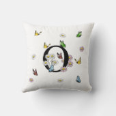 アルファベットO フラワーバタフライ モノグラムイニシャル クッション (裏面)