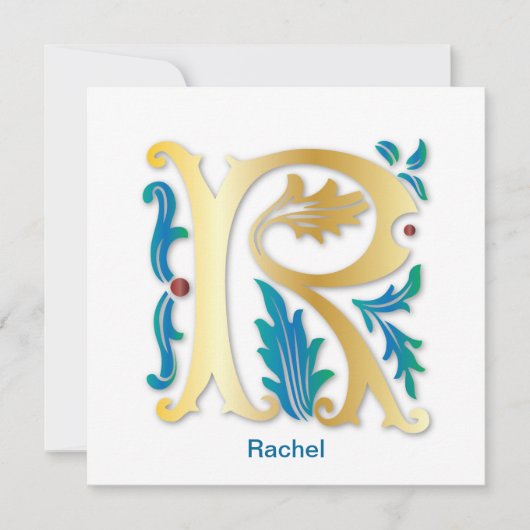 アルファベットRのモノグラム フルール・ド・リス 招待状 (正面)