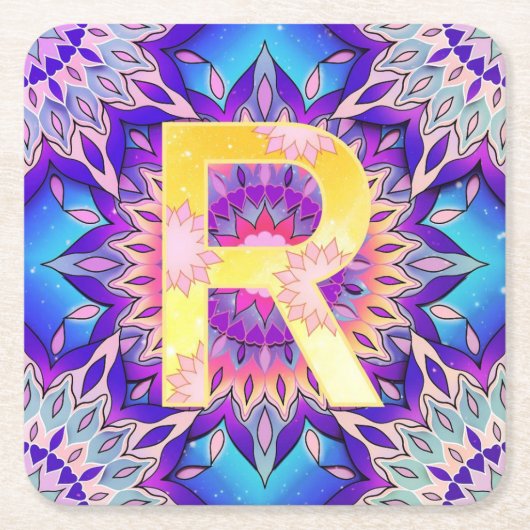 アルファベットR スクエアペーパーコースター (正面)