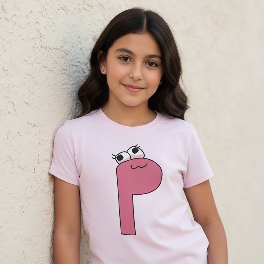 アルファベットTシャツ 文字P Tシャツ