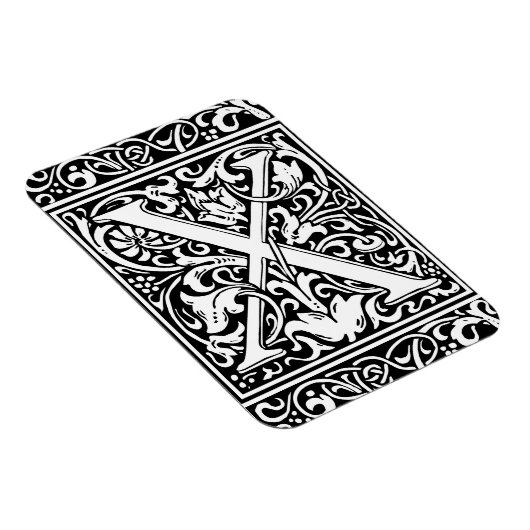 アルファベットX 中世の紋章 アールヌーボー マグネット (右側)