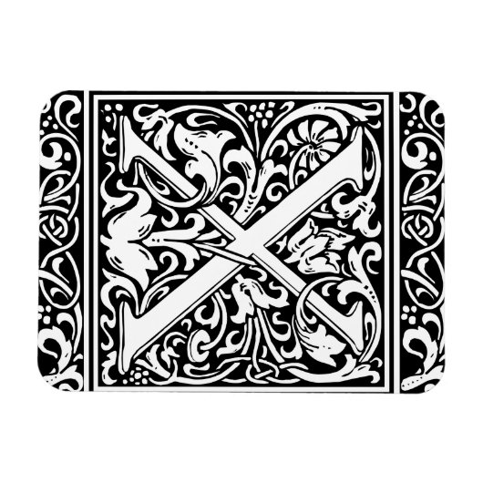 アルファベットX 中世の紋章 アールヌーボー マグネット (横)