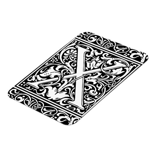 アルファベットX 中世の紋章 アールヌーボー マグネット (左側)