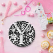 アルファベットYのメディエーバルモノグラム アートヌーボー ペーパープレート (パーティー)