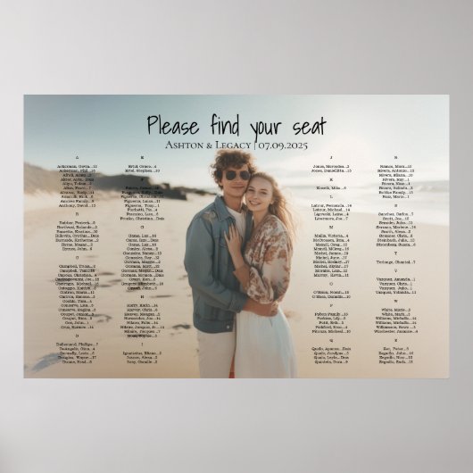 アルファベモダンル結婚ト写真の座席表 ポスター (正面)