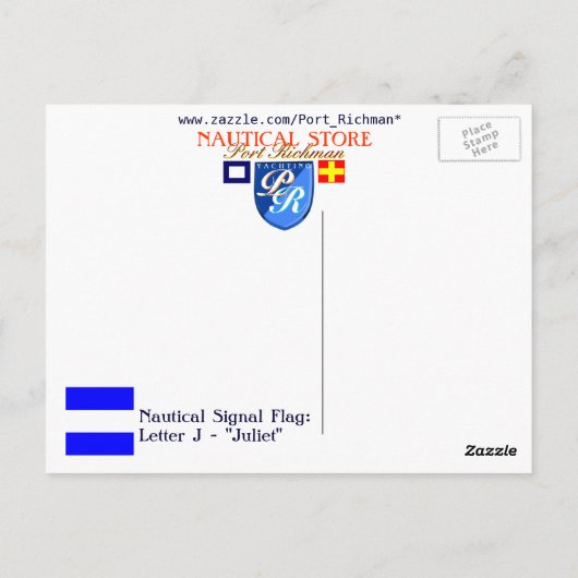 アルファベ航海のットフラグの信号文字J ポストカード (裏面)
