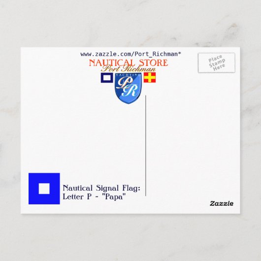 アルファベ航海のットフラグの信号文字P ポストカード (裏面)