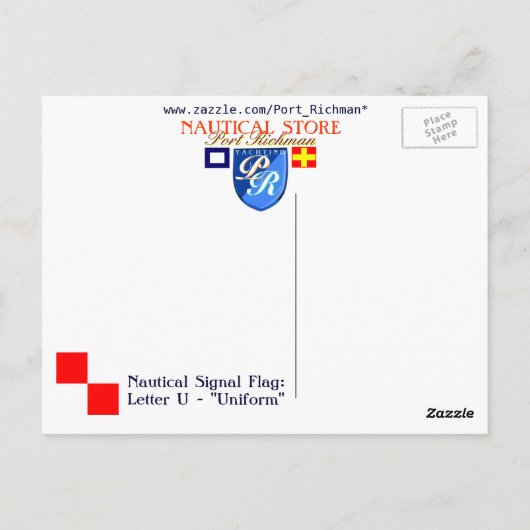 アルファベ航海のットフラグの信号文字U ポストカード (裏面)