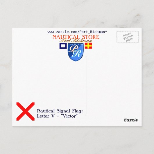 アルファベ航海のットフラグの信号文字V ポストカード (裏面)