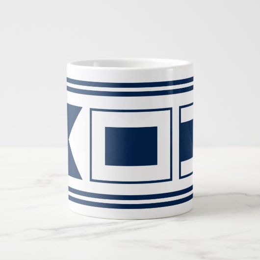 アルファベ航海のット文字の名前をカスタムする ジャンボコーヒーマグカップ (正面)